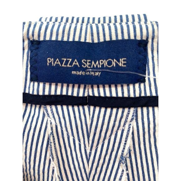 NWT Piazza Sempione Audrey Crop Pants Seersucker Gray Stripe Cigarette Pant 14 - Picture 6 of 11